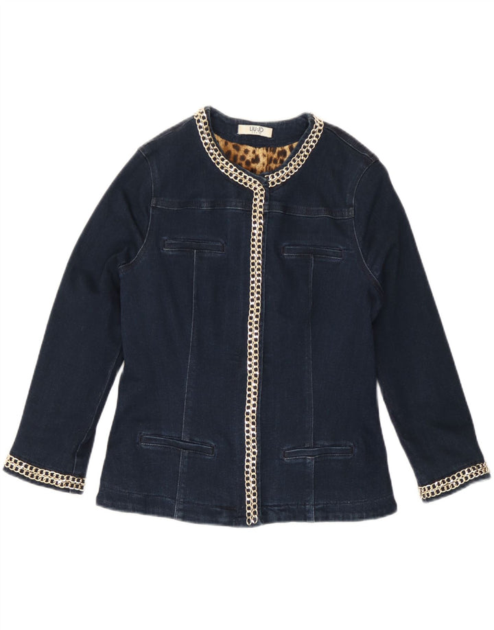 Liu Jo Dame 3/4-ærmet denimjakke UK 10 Small Navy Blue