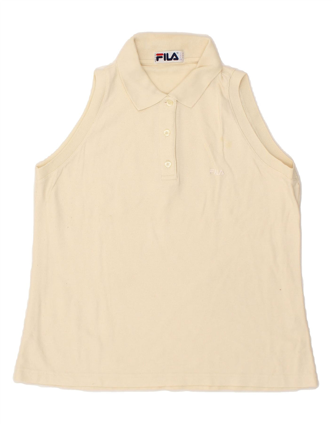 FILA Womens Sleeveless Polo Shirt EU 42 Large Off White Vintage Fila and Second-Hand Fila from Messina Hembry 