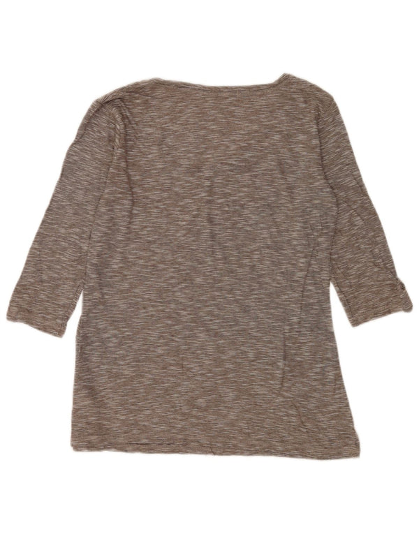 Marks & Spencer Dame Top 3/4 ærmer UK 12 Mellemgrå Flecked Bomuld