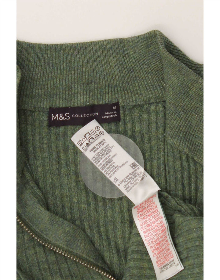 Marks & Spencer Dame sweater med lynlås-hals UK 14 Medium Green Polyester