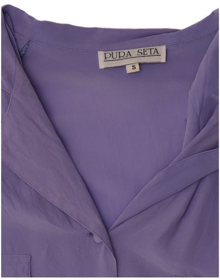 Vintage dameskjorte bluse UK 10 Lille lilla silke