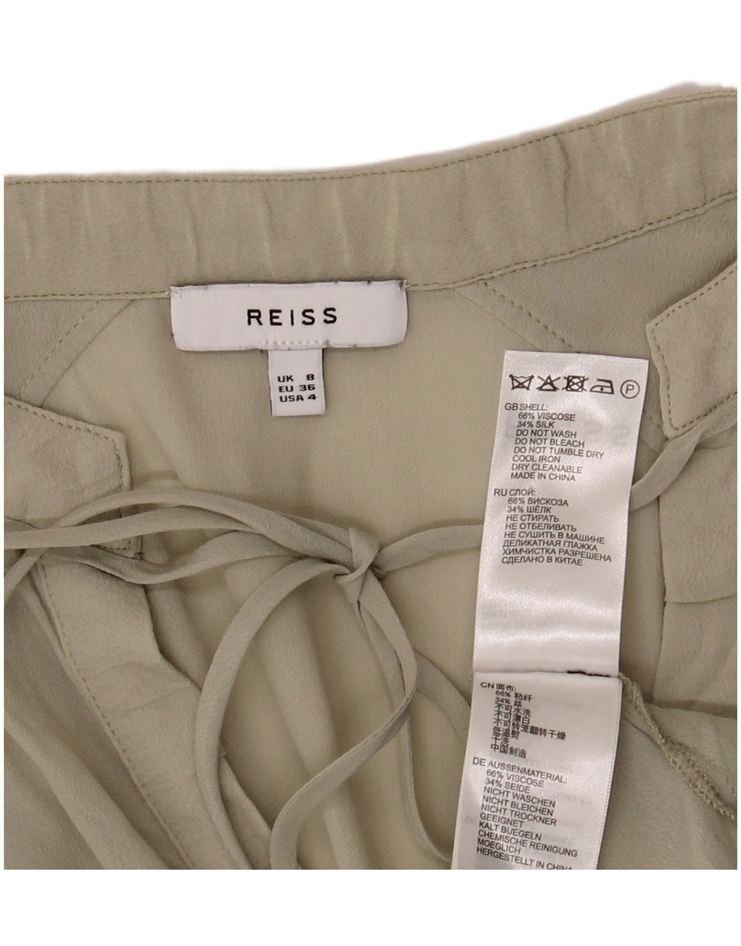 Reiss Dame Oversized Bluse Top UK 8 Small Green Viscose