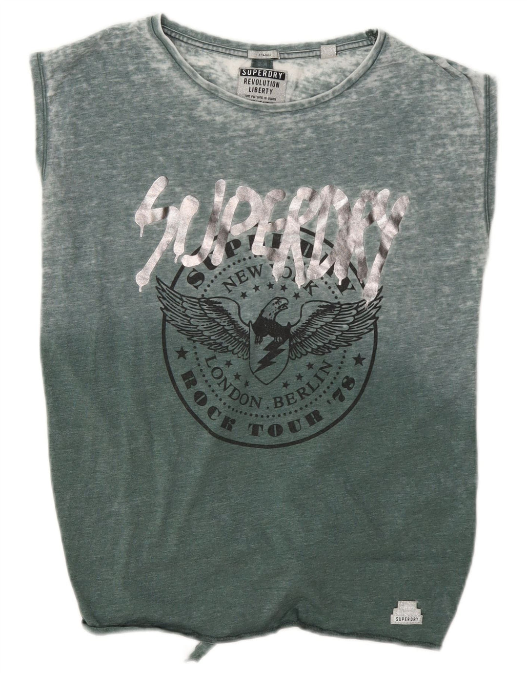 Superdry Kvinder Oversized grafisk Vest Top UK 8 Lille grøn bomuld