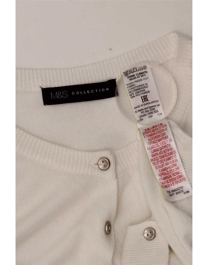 Marks & Spencer Womens Crop Cardigan Sweater UK 12 Medium White Viscose