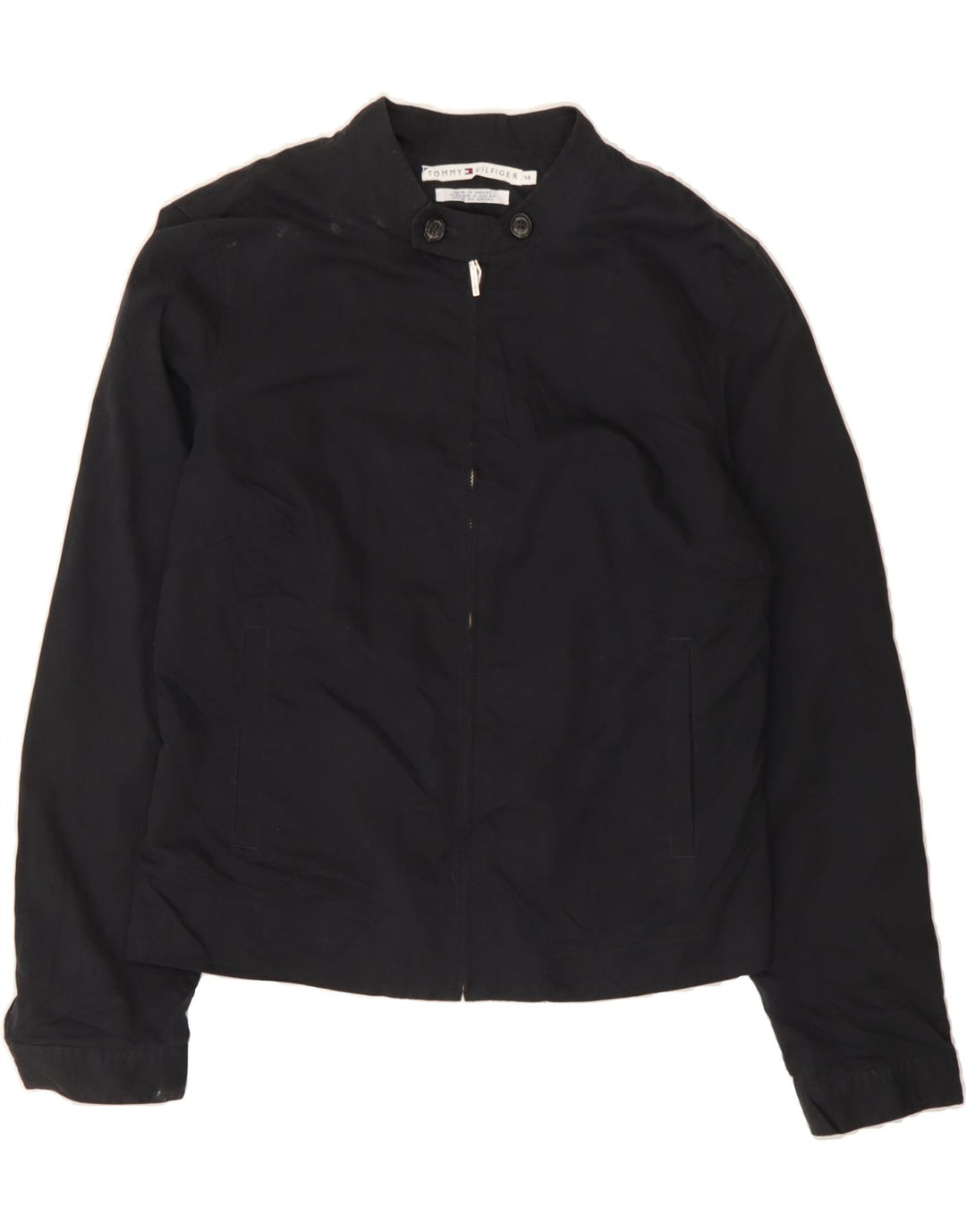 TOMMY HILFIGER Womens Crop Bomber Jacket US 14 XL Black Cotton Vintage Tommy Hilfiger and Second-Hand Tommy Hilfiger from Messina Hembry 