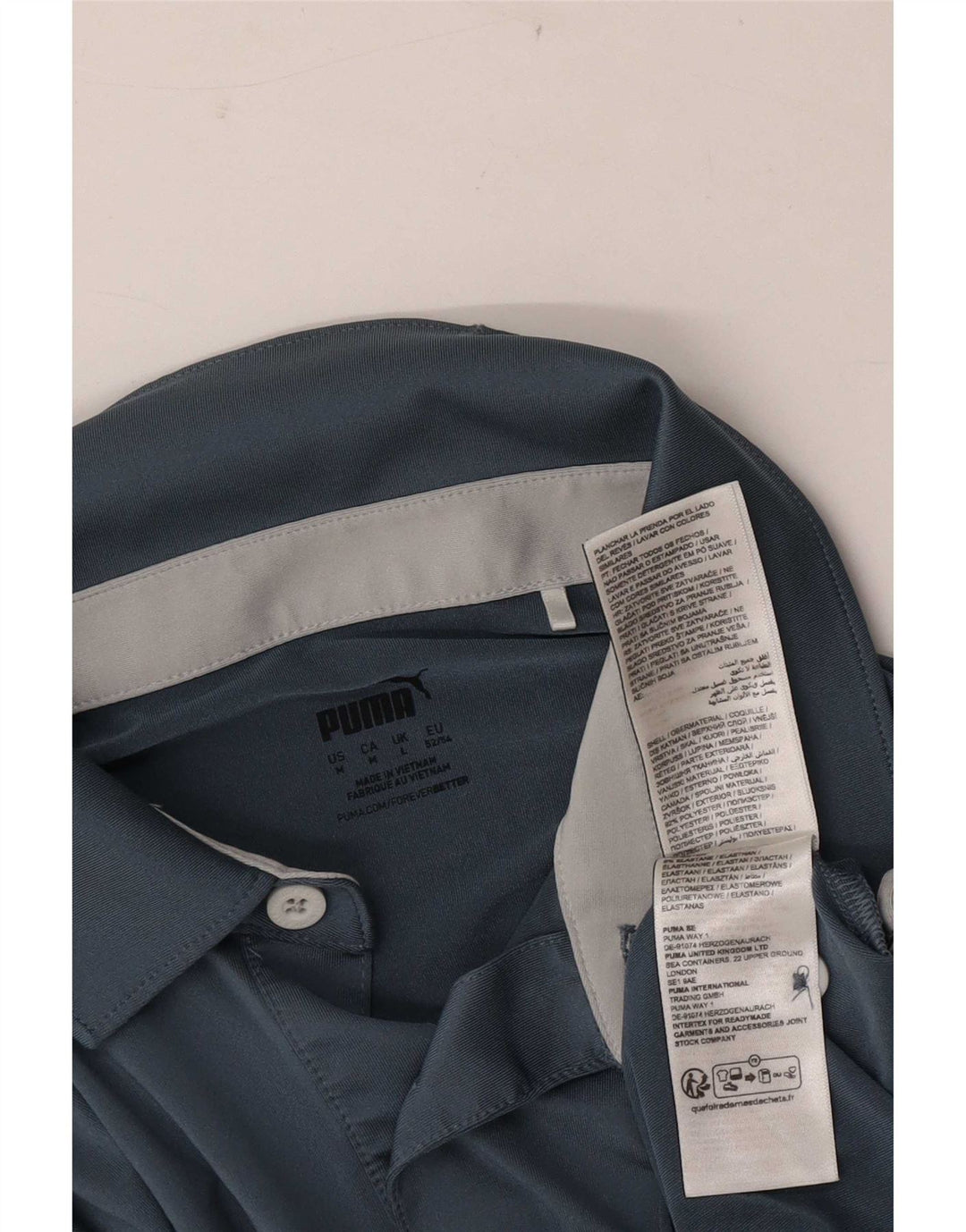 Puma Polo Shirt til mænd Large Navy Blue Colourblock Polyester