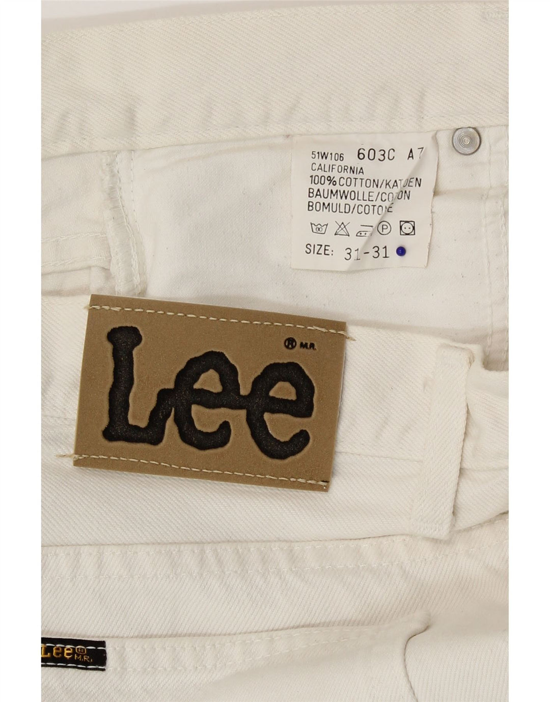 Lee Mens California Straight Jeans W31 L31 Hvid Bomuld