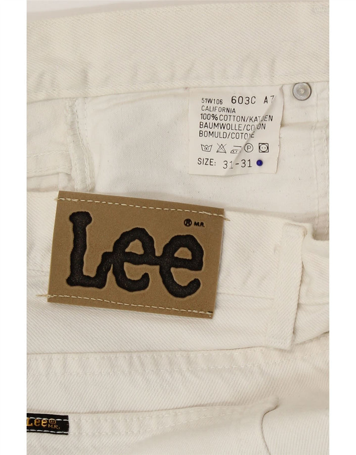 Lee Mens California Straight Jeans W31 L31 Hvid Bomuld
