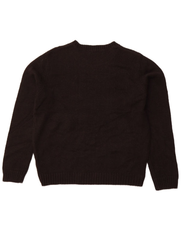 Zara Dame Crew Neck Jumper Sweater UK 14 Large Black Acryl