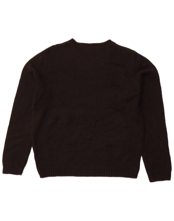 Zara Dame Crew Neck Jumper Sweater UK 14 Large Black Acryl