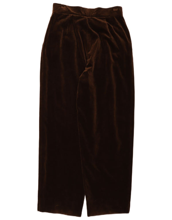 Vintage Kvinders Velvet Højtalje Casual Bukser IT 46 Large W30 L30 Brun