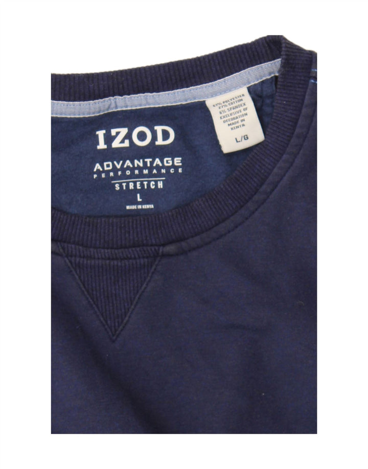 IZOD Mens Sweatshirt Jumper Large Navy Blue Polyester Vintage Izod and Second-Hand Izod from Messina Hembry 