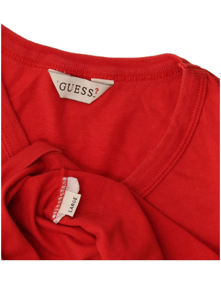 Guess Graphic T-Shirt Top UK 14 Large Red