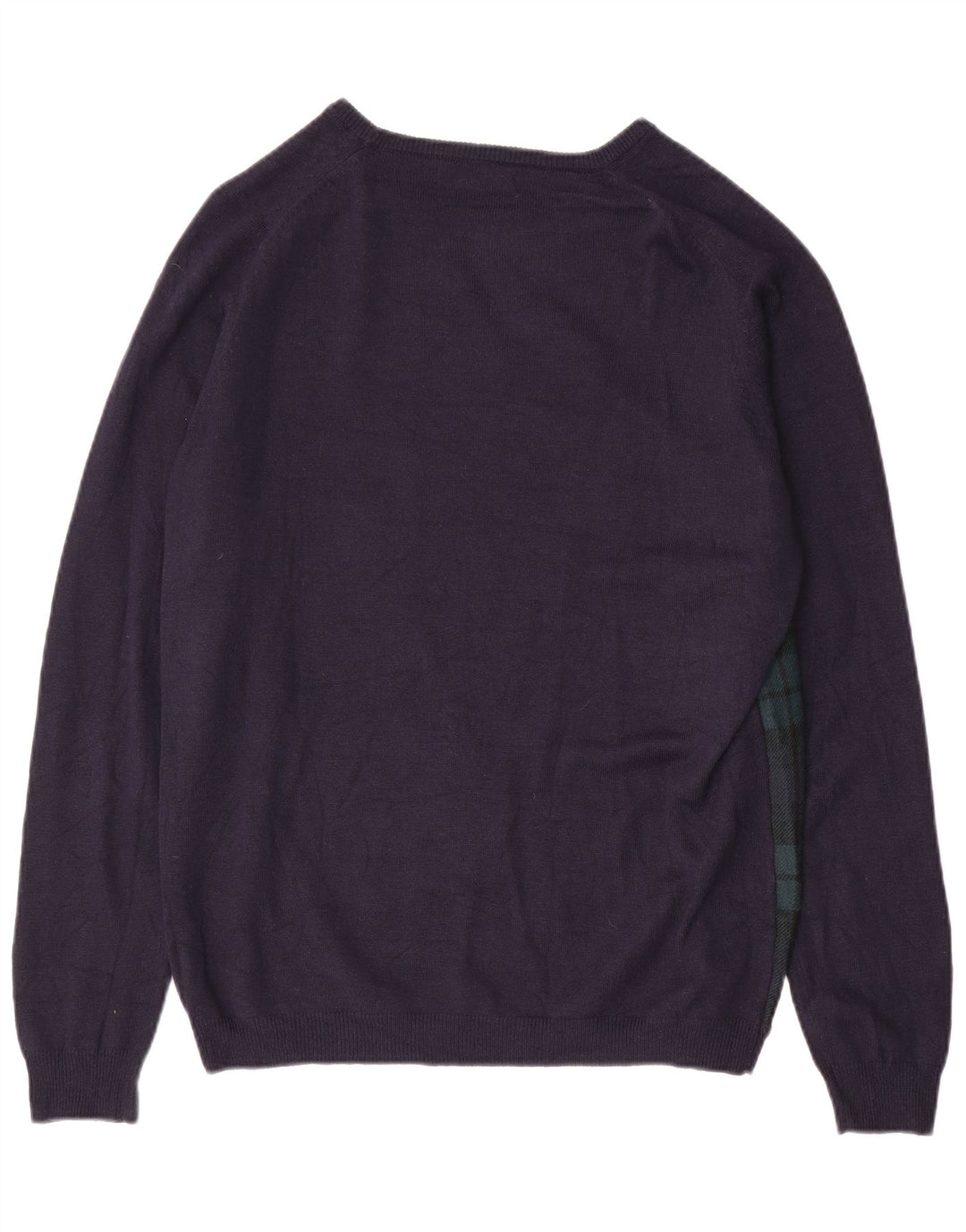 ZARA Herre Boat Neck Jumper Sweater XL Navy Blue Check