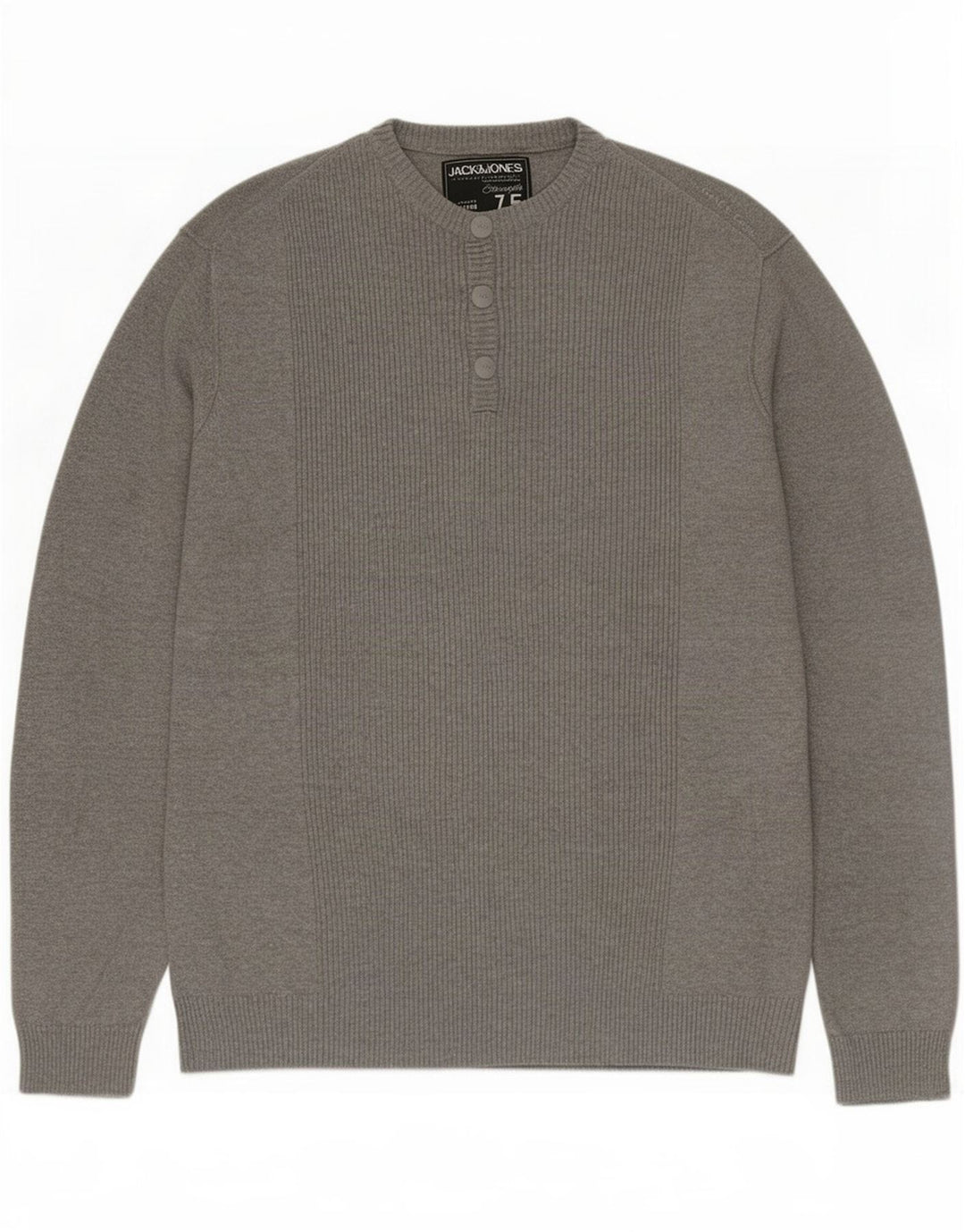 Jack & Jones Herre Button Neck Jumper Sweater XL Grå