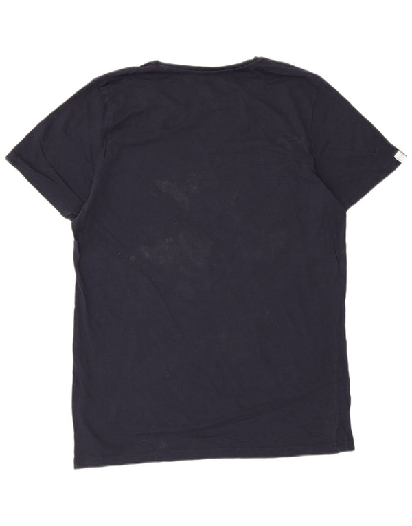 Jack & Jones Herre grafisk T-shirt Top Stor marineblå bomuld