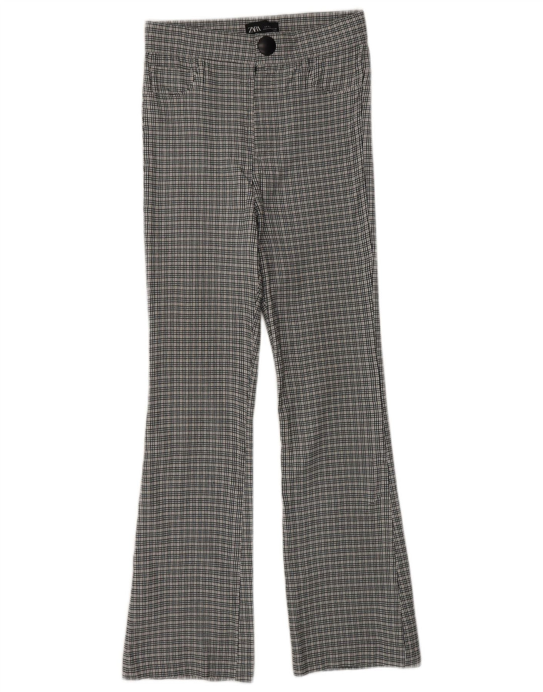 ZARA Dame Bootcut Casual Bukser Små W26 L26 Grå Chevron