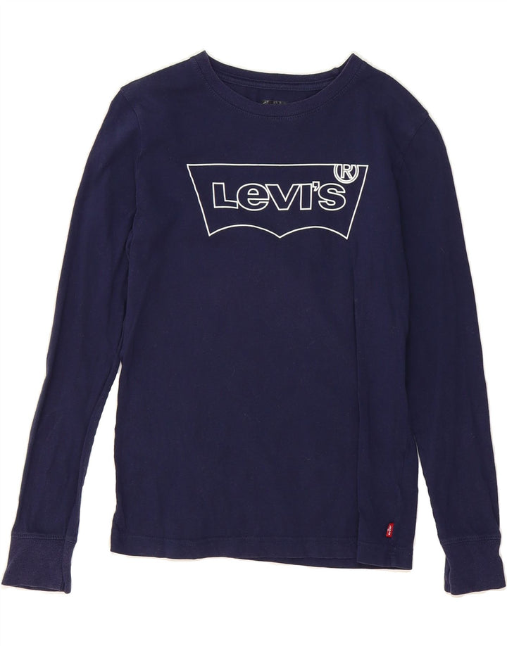 LEVI'S Boys Graphic Top Long Sleeve 11-12 Years Navy Blue Cotton Vintage Levi's and Second-Hand Levi's from Messina Hembry 