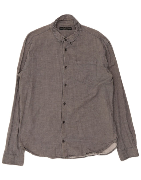 All Saints Mens Shirt Large Grey Cotton