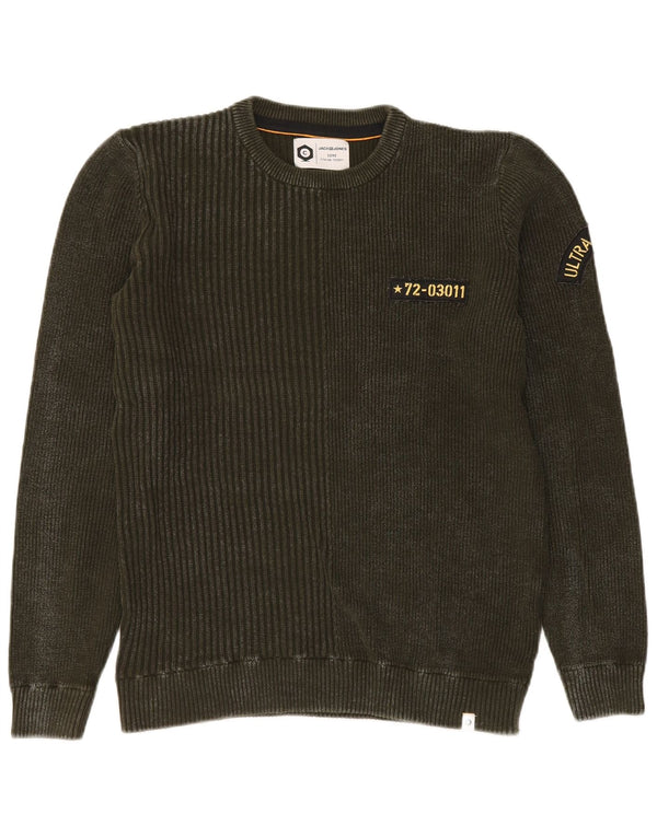 Jack & Jones Herre sweater med rund hals, mellemgrøn bomuld