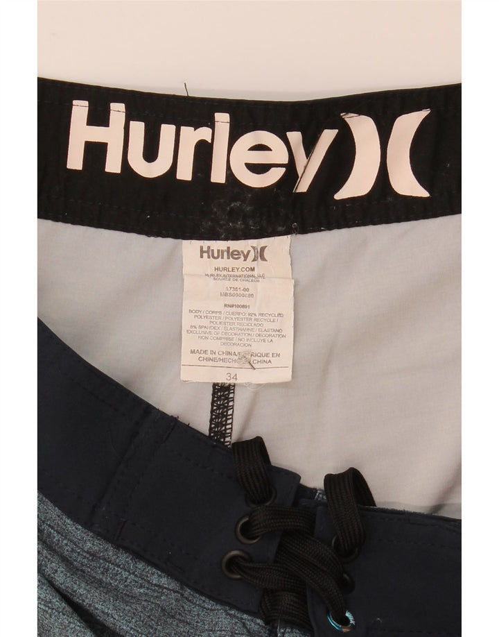 Hurley Herre grafiske svømmeshorts store blå stribede polyester