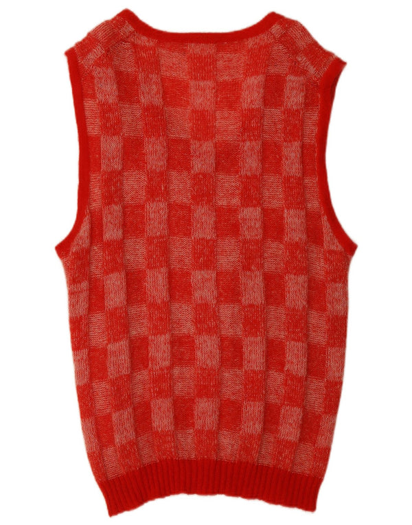 Vintage Womens Longline Vest Tank Top UK 14 Medium Red Geometric