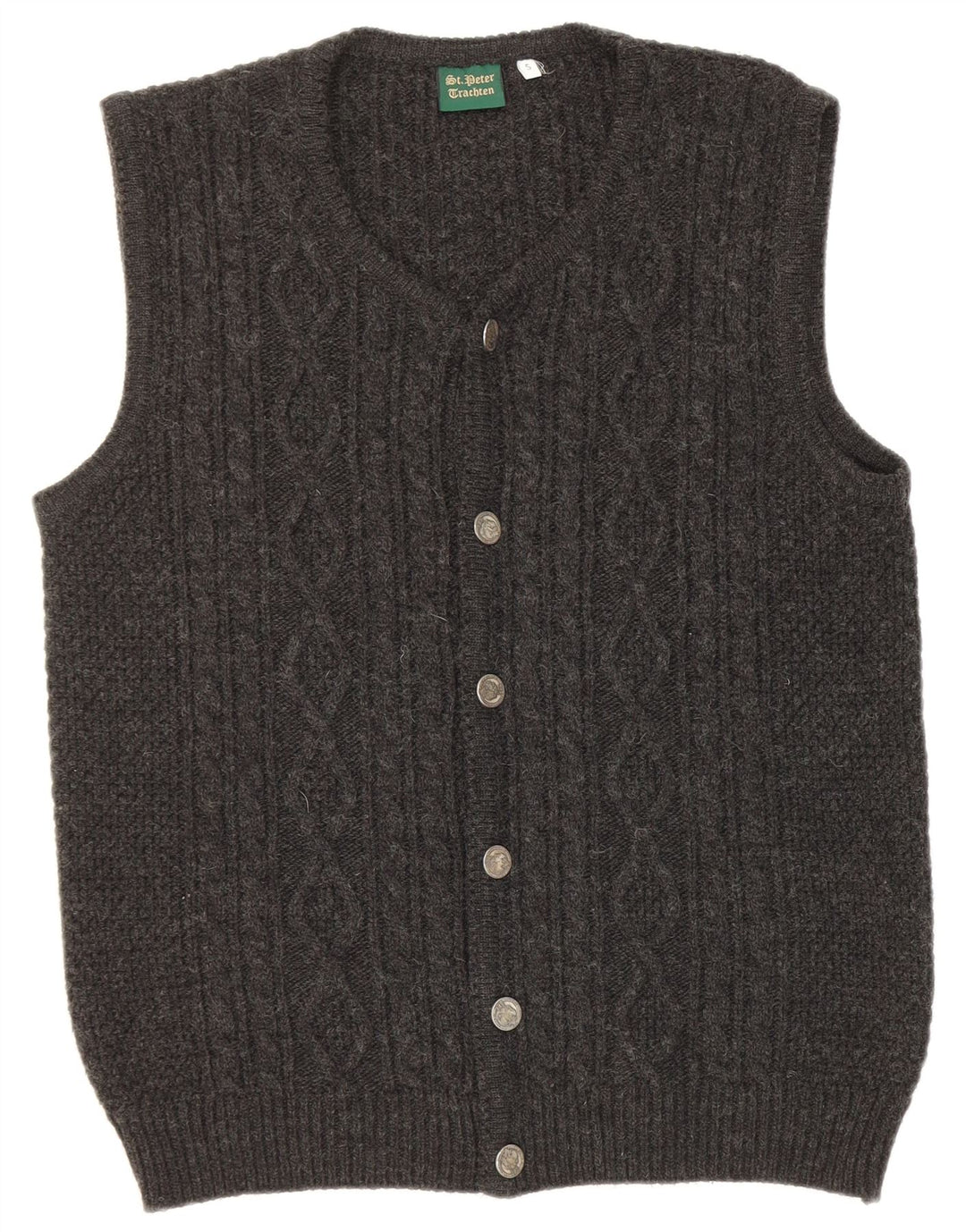 Vintage herre ærmeløs cardigan sweater lille grå akryl