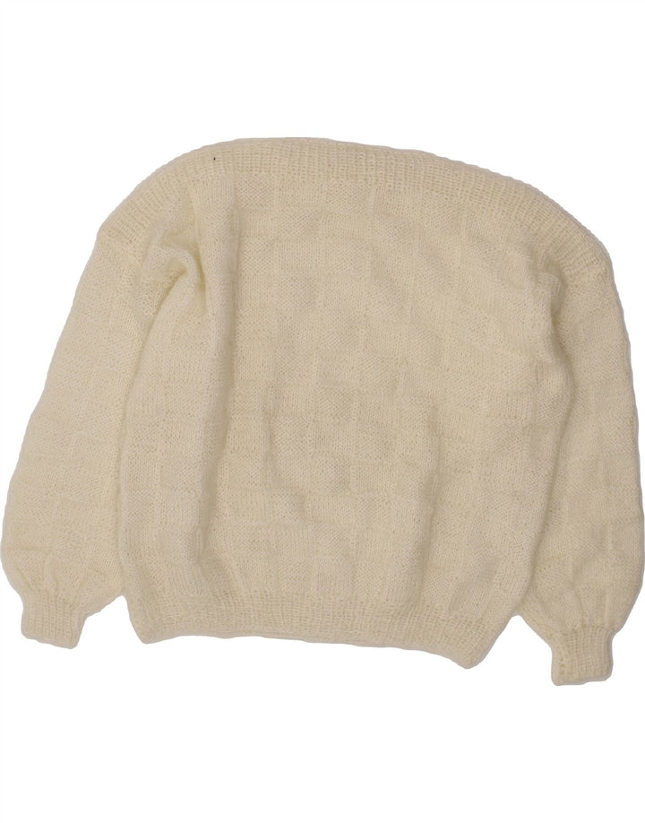 VINTAGE Womens Oversized Boat Neck Jumper Sweater UK 16 Large White Vintage Vintage and Second-Hand Vintage from Messina Hembry 