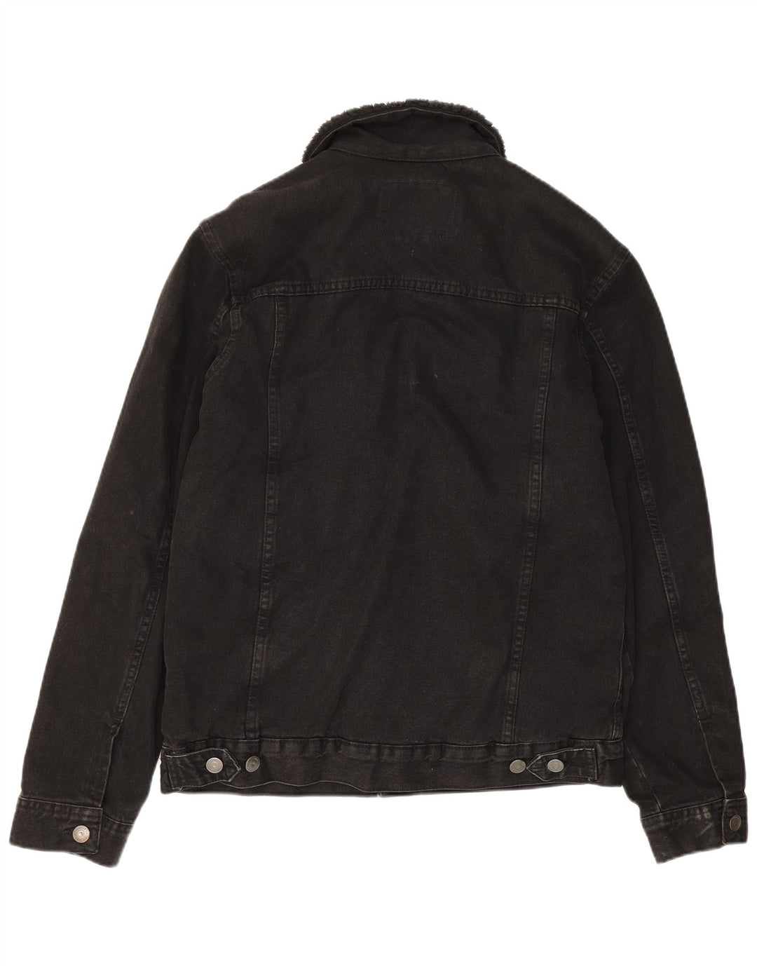 Zara Herre Sherpa Denimjakke UK 38 Medium Sort Polyester