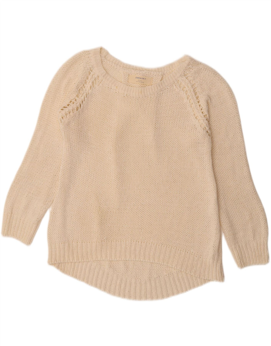 Zara Dame Boat Neck Jumper Sweater UK 16 Large White