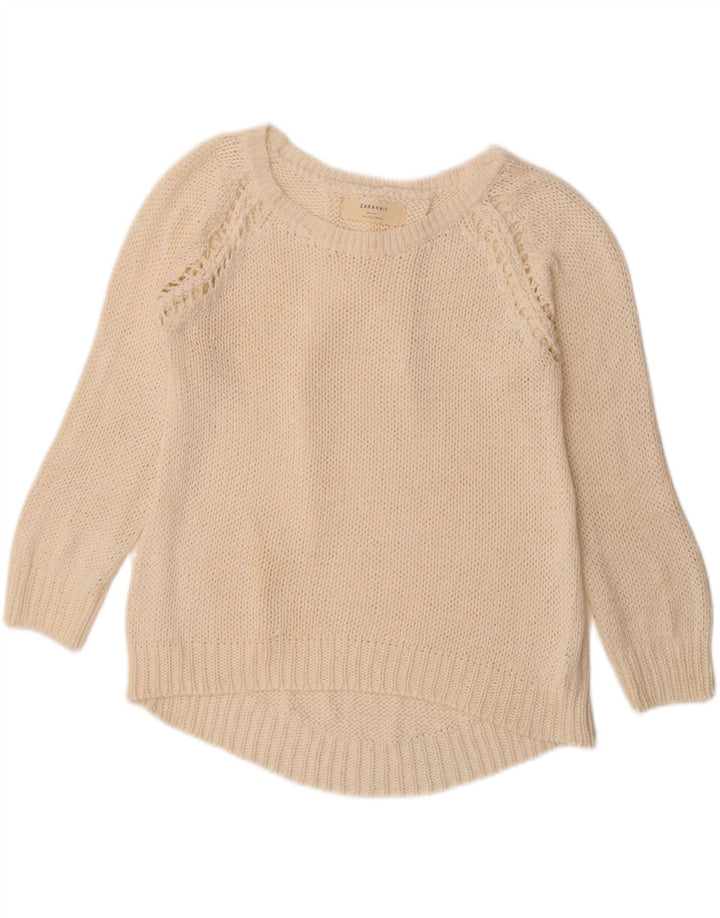 Zara Dame Boat Neck Jumper Sweater UK 16 Large White