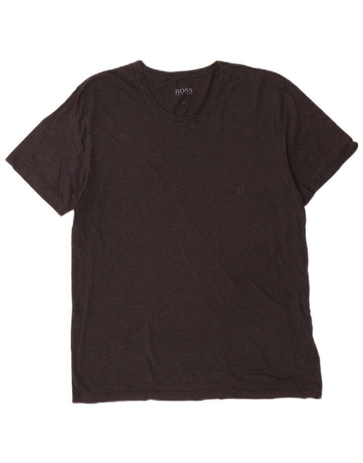 Hugo Boss Herre T-Shirt Top Stor Sort Bomuld