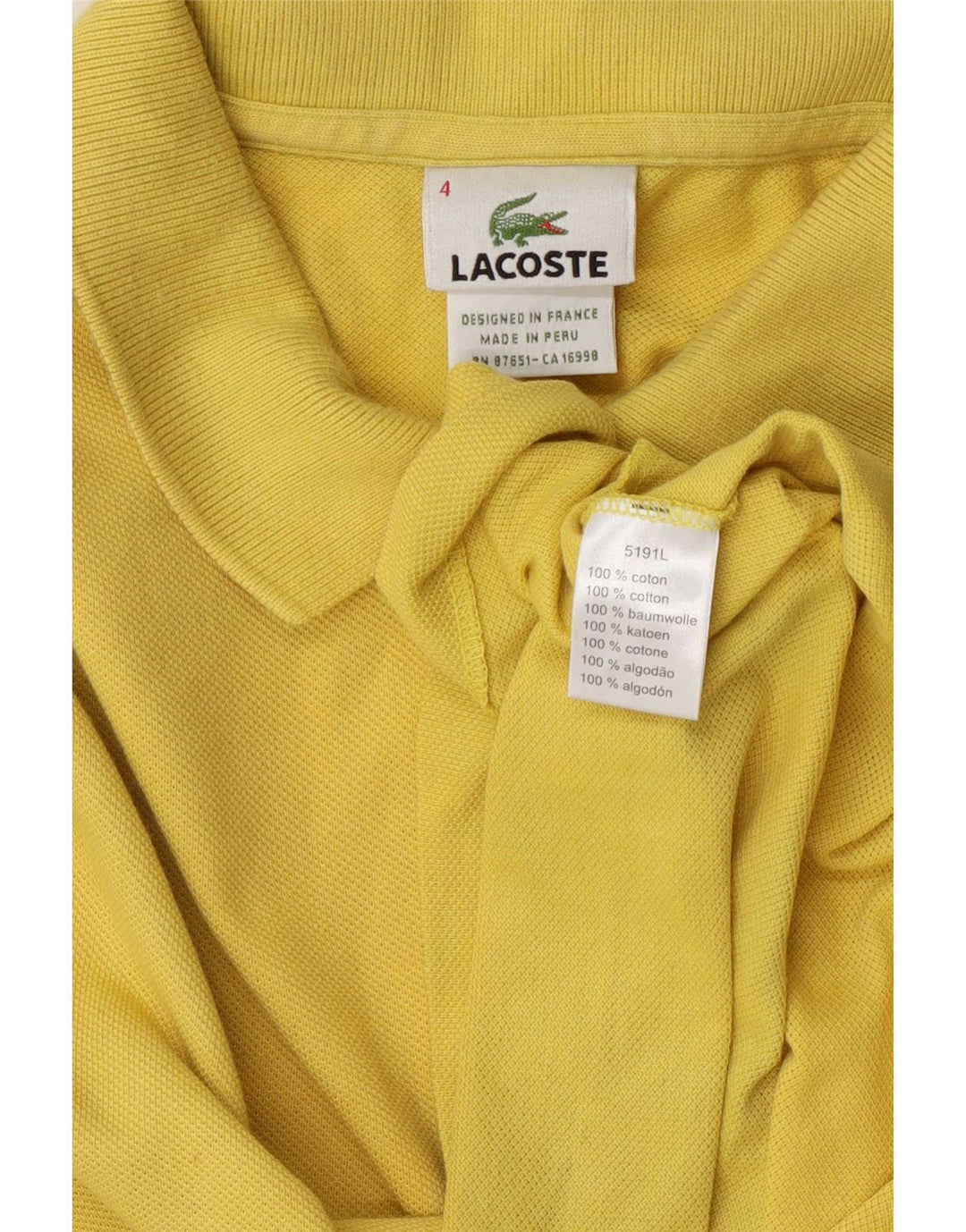 Lacoste herre poloshirt størrelse 4 Medium gul bomuld