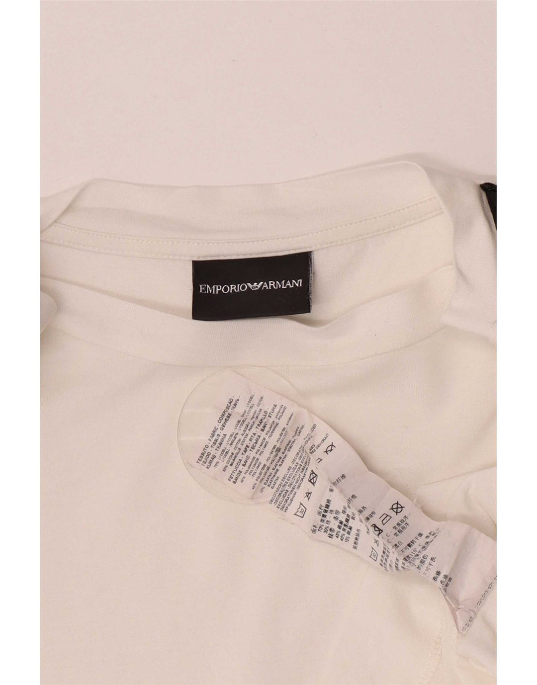 Emporio Armani Herre T-Shirt Top Medium White Colourblock Lyocell
