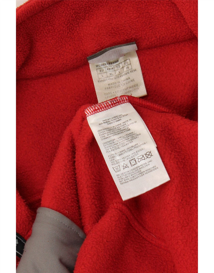 Jack Wolfskin Dame Liner Fleece Jakke UK 16 Stor Rød Polyester