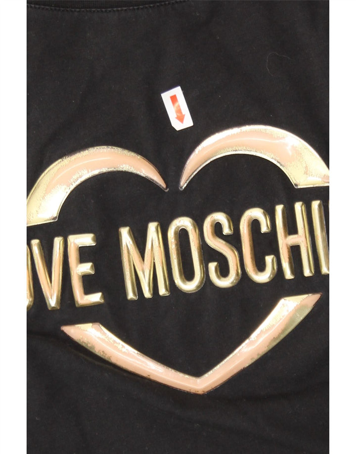 Moschino Dame Grafisk T-Shirt Top UK 14 Stor Sort