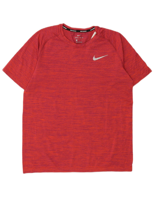 Nike Herre Dri Fit T-Shirt Top Stor Rød Nylon