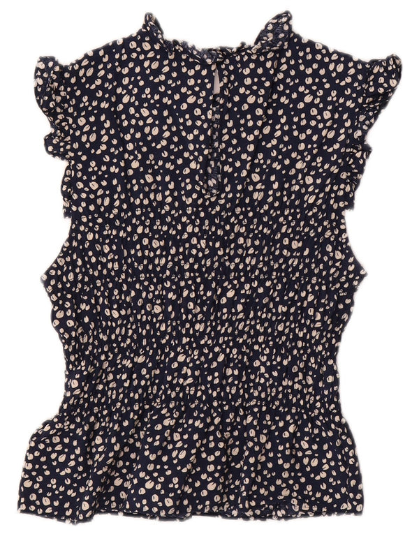 & ANDRE HISTORIER Dame bluse Top EU 38 Medium Navy Blue Floral Viscose