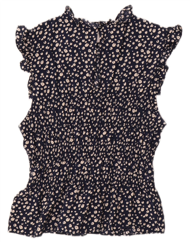 & ANDRE HISTORIER Dame bluse Top EU 38 Medium Navy Blue Floral Viscose