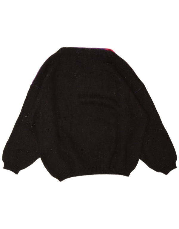 Vintage Kvinders Grafisk Oversized Boat Neck Jumper Sweater UK 18 XL Lilla