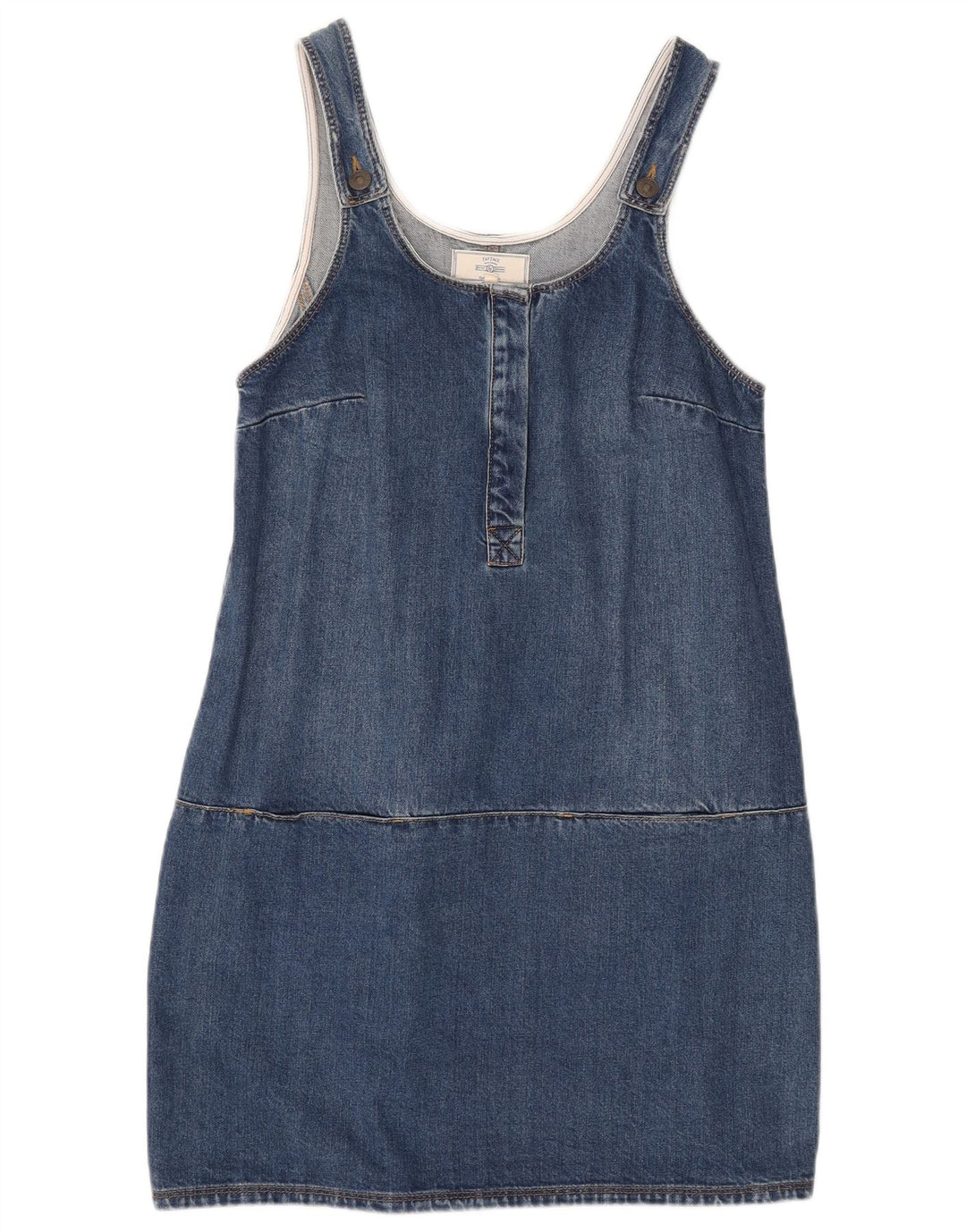 Fat Face Dame Denim Dungaree Dress UK 12 Medium Blue