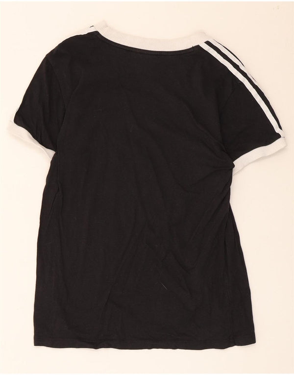 Adidas Womens T-Shirt Top UK 6 XS Black Colourblock Cotton