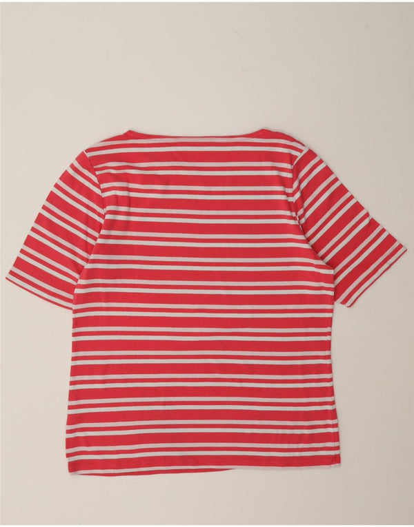 Tommy Hilfiger Dame T-Shirt Top UK 20 2XL Pink Stribet Bomuld