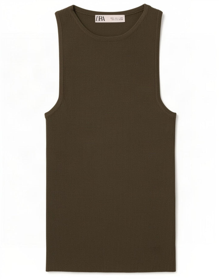 Zara Damevest Top UK 8 Small Khaki