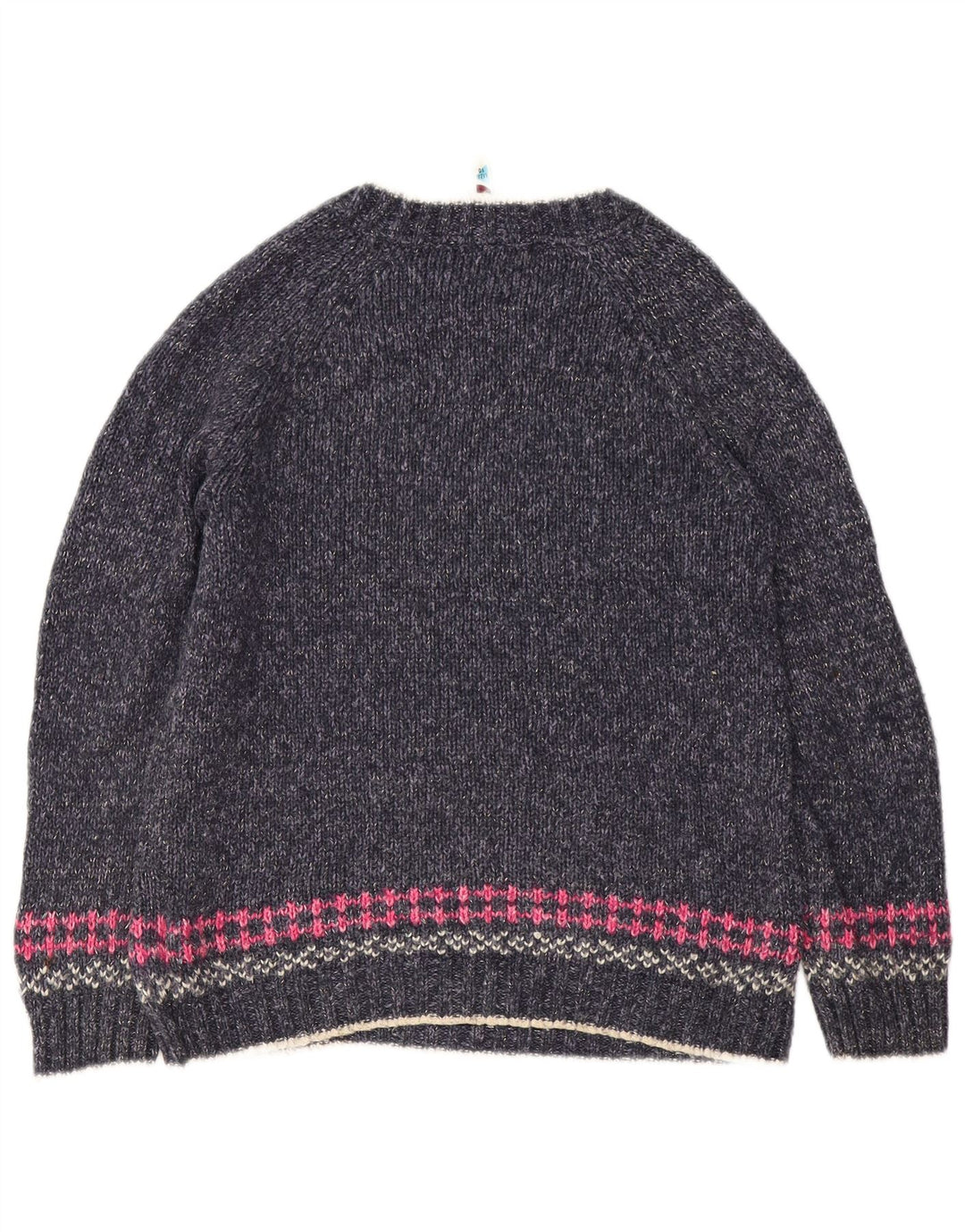 Weird Fish Dame Crew Neck Jumper Sweater UK 10 Small Navy Blue Fair Isle