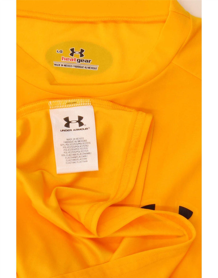 Under Armour Herre Heat Gear T-Shirt Top Stor Gul Polyester