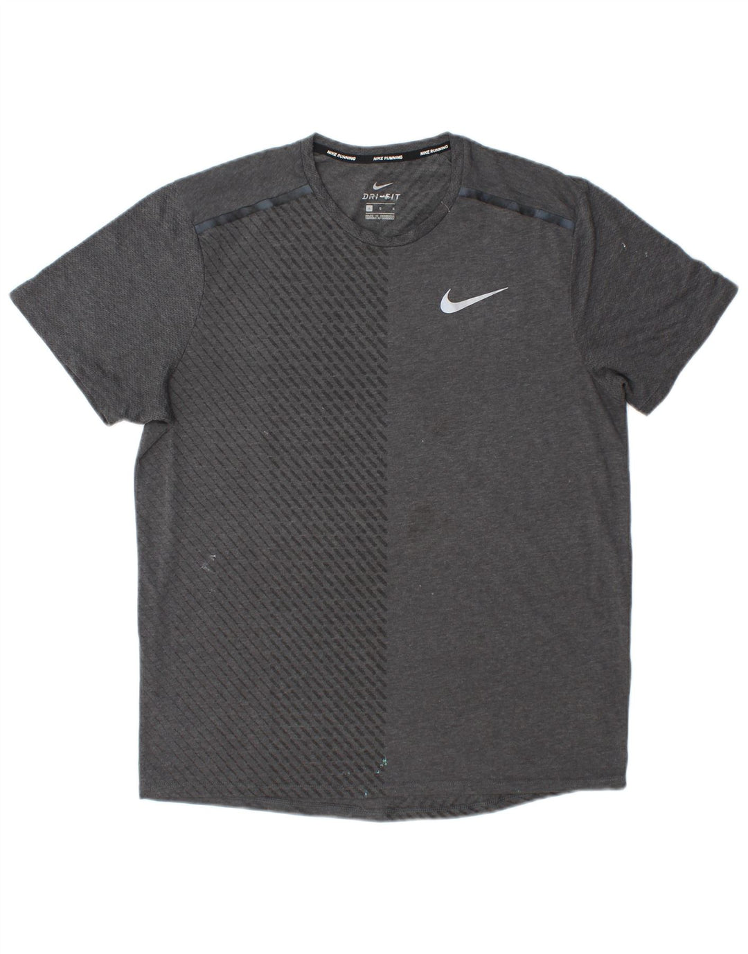 Nike Herre Dri Fit T-Shirt Top Stor Grå Colourblock Polyester