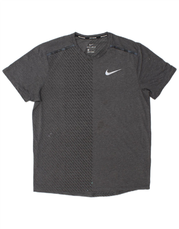 Nike Herre Dri Fit T-Shirt Top Stor Grå Colourblock Polyester