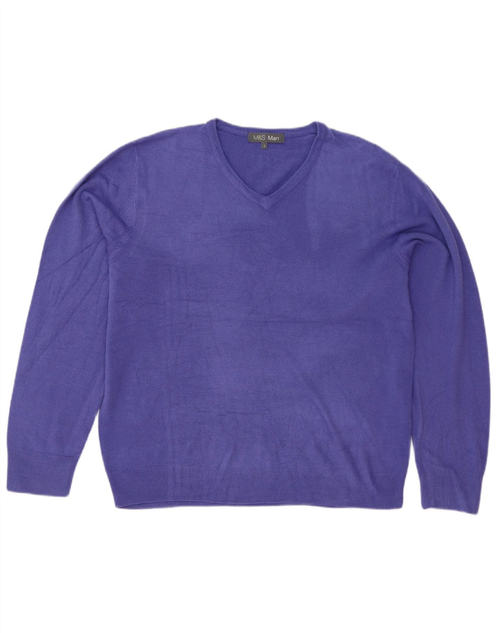 Marks & Spencer Herre V-hals sweater Stor lilla akryl