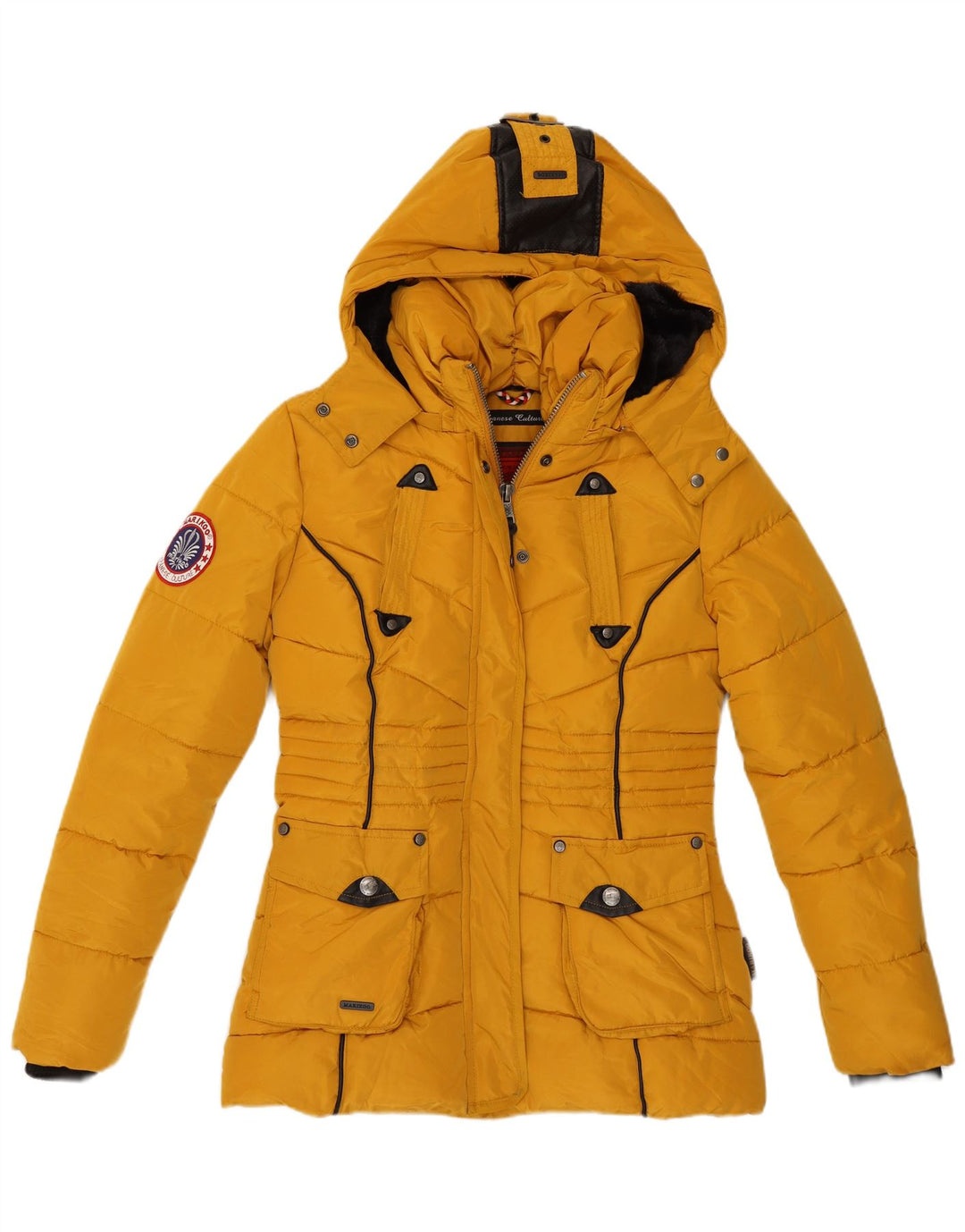 Marikoo Dame Hætte Polstret Jakke UK 6 XS Gul Polyester